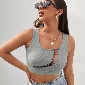 SHEIN Gray Ribbed Crop Top